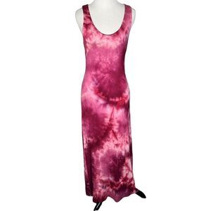 See You Monday Red Tie Dye Maxi Dress Medium NWOT